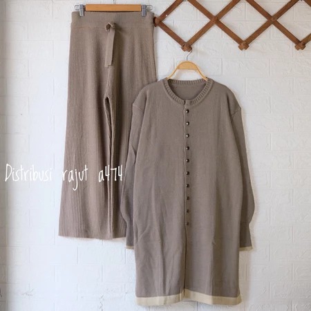 ONESET PUTRI NABILA DRESS CARDIGAN RAJUT SETELAN CELANA KULOT RAJUT WANITA