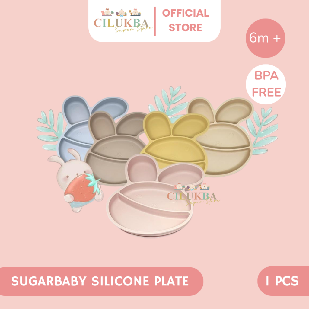 SUGARBABY HEALTHY SILICONE PLATE | PIRING SILICONE | PERLENGKAPAN MAKAN BAYI | PERALTAN MAKAN BAYI