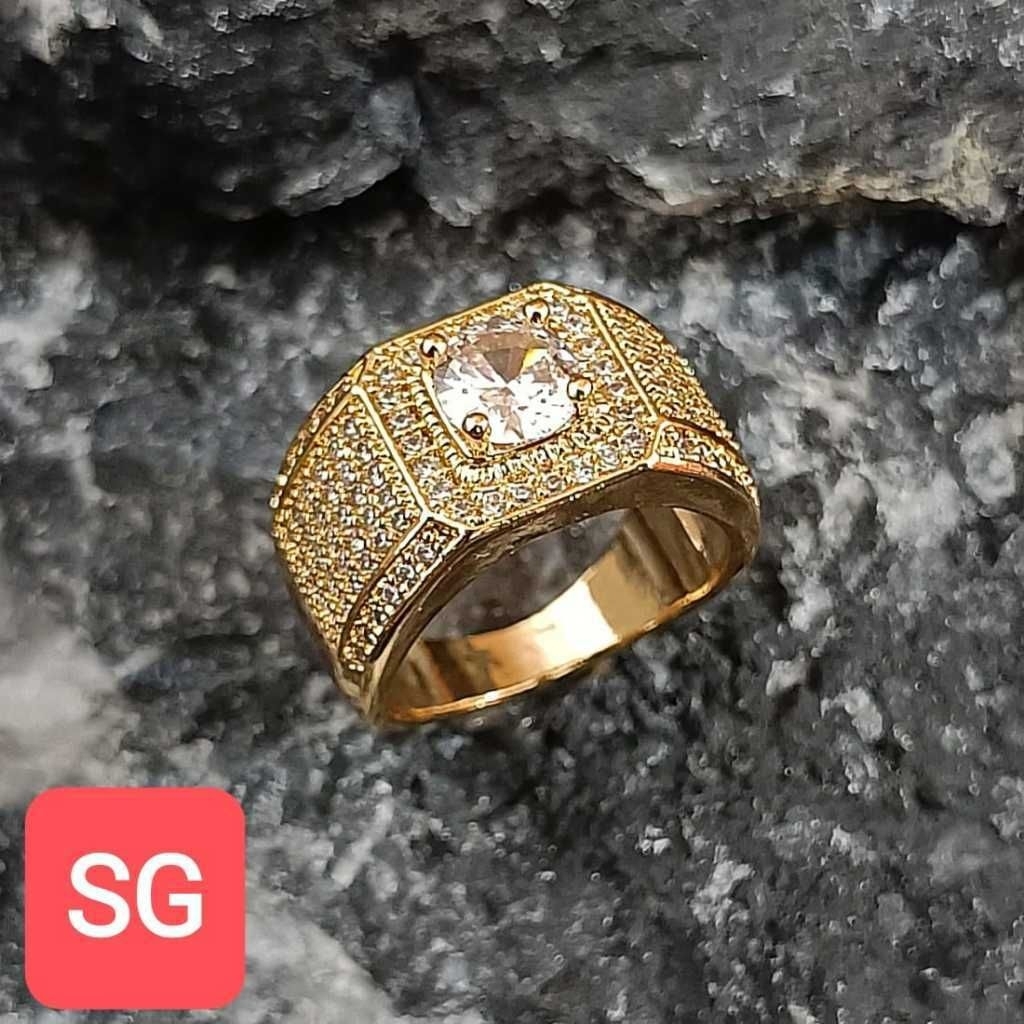 Cincin Pria Wanita Gold Premium – Cincin Fashion Berlian Imitasi Mewah Elegan Korean Style