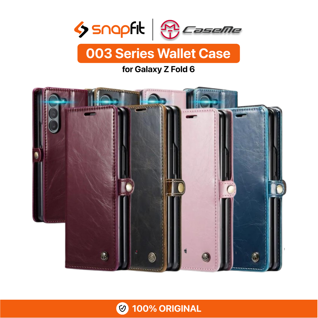 CASEME Case Samsung Galaxy Z Fold 6 Fold6 CASEME 003 Soft PU Leather Flip Wallet Case with 2 Card Sl