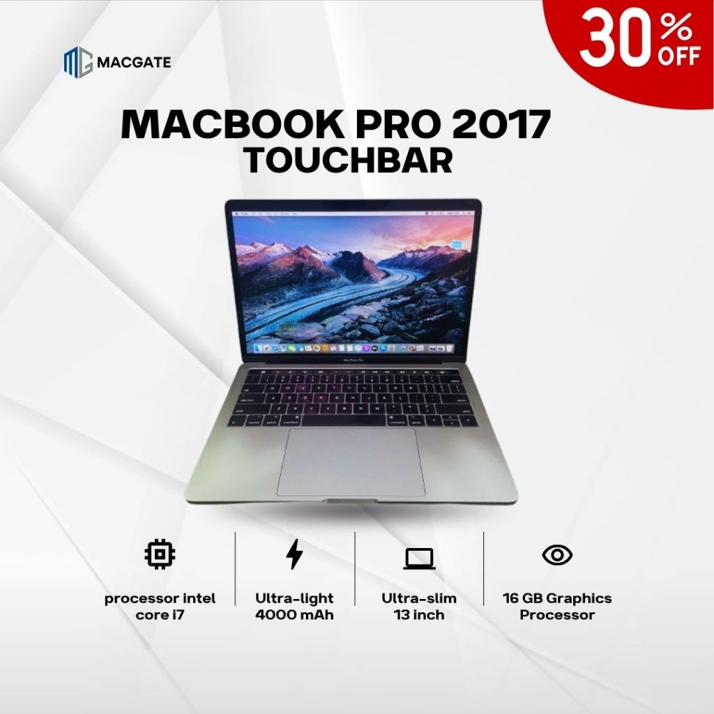 Macbook pro 2017 13 inch Touchbar Ram 16 SSD 512/1tb intel core i5 mulus original
