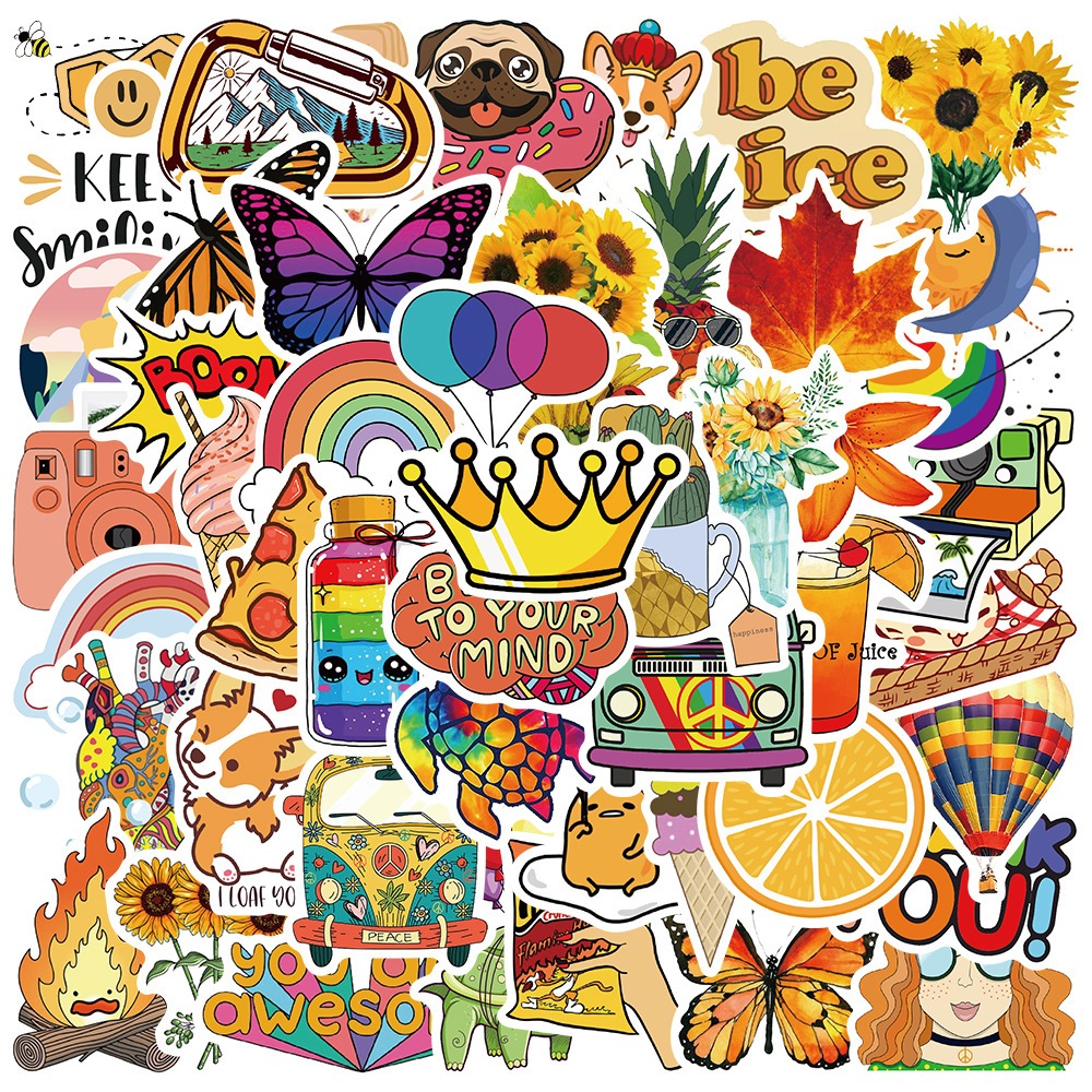 

Stiker Kreatif & Fresh Gambar Scrapbook 50 Pcs Anti Air Tumbler HP Laptop