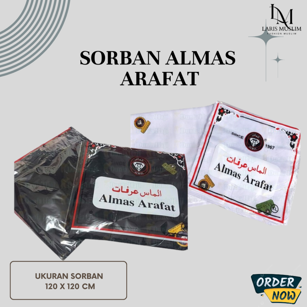 Sorban Almas Hitam Polos Persegi / Sorban Haji / Sorban Imamah / Sorban Rida / Sorban Solo
