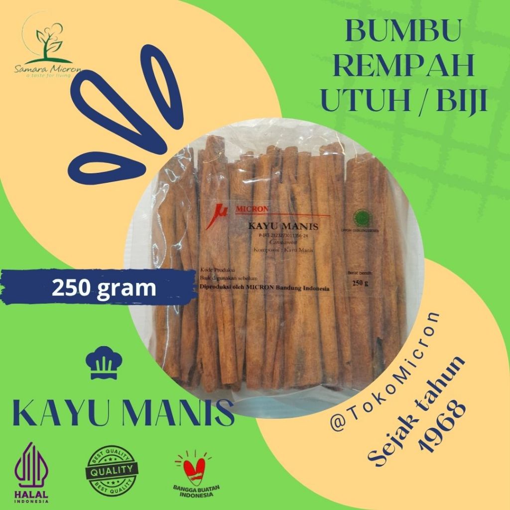 

Bumbu Dasar Samara Micron- Kayu Manis Batang - Cinnamon Stik 250gram