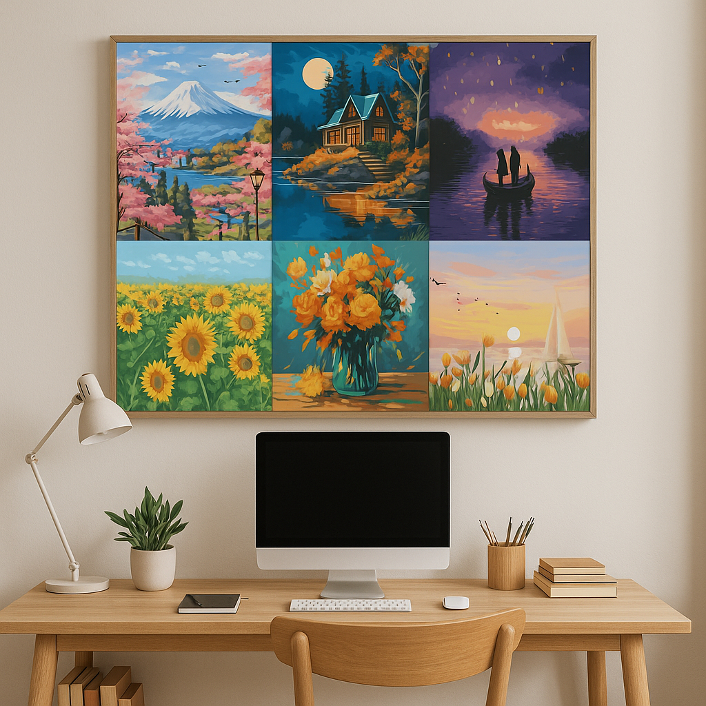 

Paint by number 20 x 20cm Canvas Paint By Number Kit Digital Oil Painting DIY Painting Kit Lukisan - Scenery Series