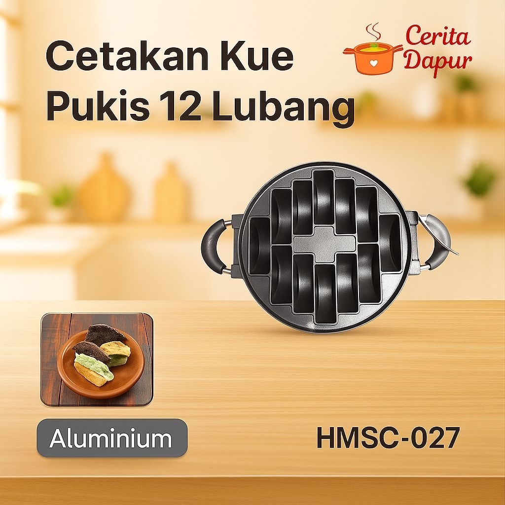 Cerita Dapur - Premium Teflon Bulat Cetakan Kue Pukis 12 Lubang / Cetakan Kue Pancong Premium Anti L