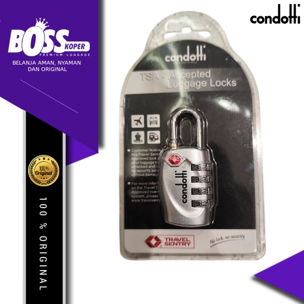 Kunci gembok TSA lock koper & tas CONDOTTI 3 digit angka original