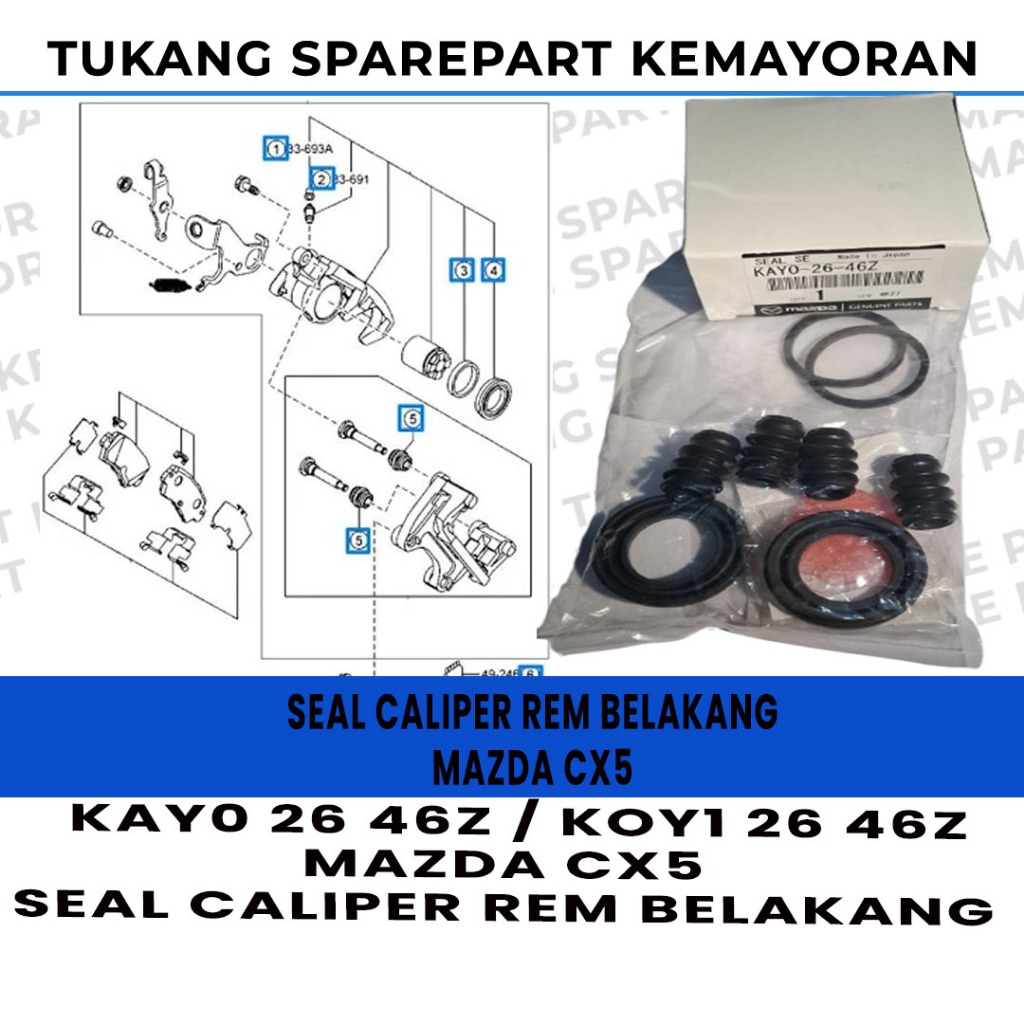 SEAL CALIPER REM BELAKANG MAZDA CX5 EPB DAN NON EPB KAYO2646Z ORIGINAL MAZDA