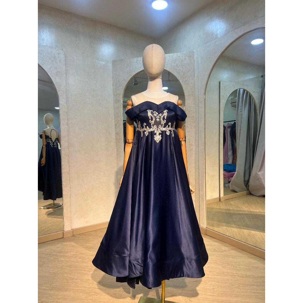 Gown/Gaun Pesta Elegan Mewah Dress Wanita Warna Biru Dongker/Pressweet17/Prewedding/Bridesmaid/Gaun 