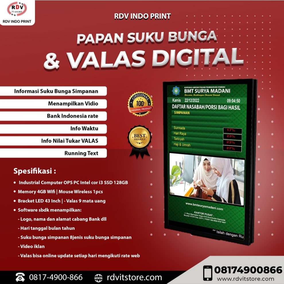 

Papan Kurs Suku Bunga dan Valas Digital 43 Inch