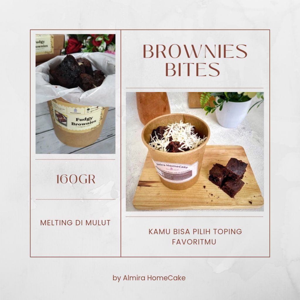 

Brownies Bites Original & Keju – Kue Cokelat Fudgy Lembut | Snack Homemade