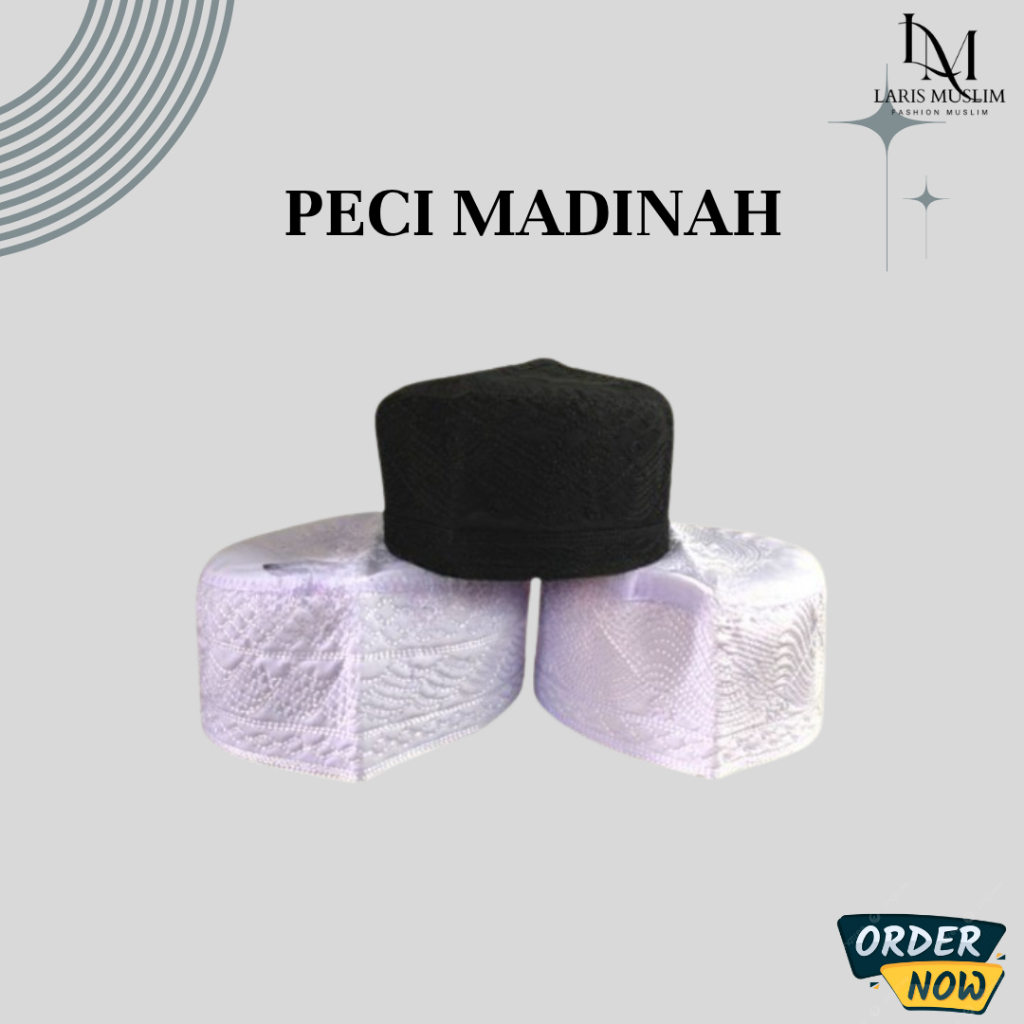 Peci Madinah / Peci Haji putih hitam/ peci putih al madinah/peci haji madinah