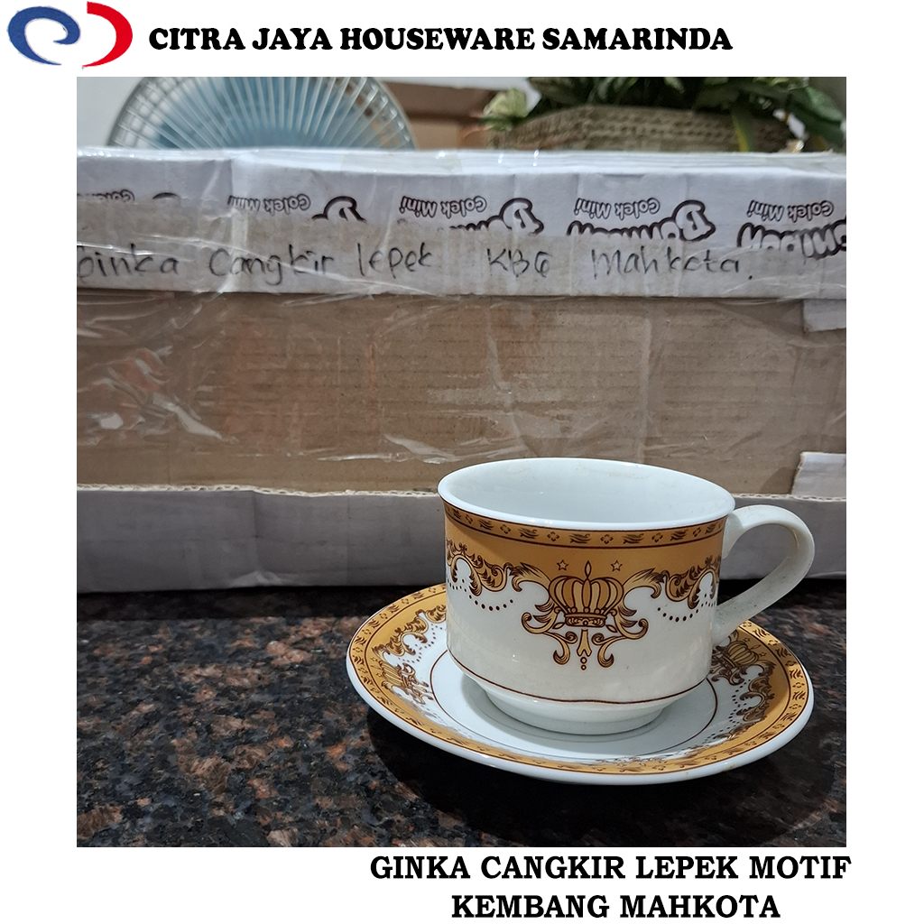 Cangkir & Lepek Ginka Kembang Mahkota 1 Set (6 Pcs)