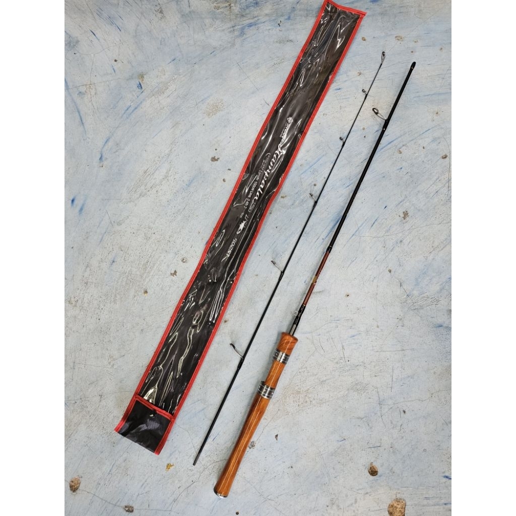 Joran Spinning UL Swan Hampala Solid Carbon Gagang Kayu 150cm