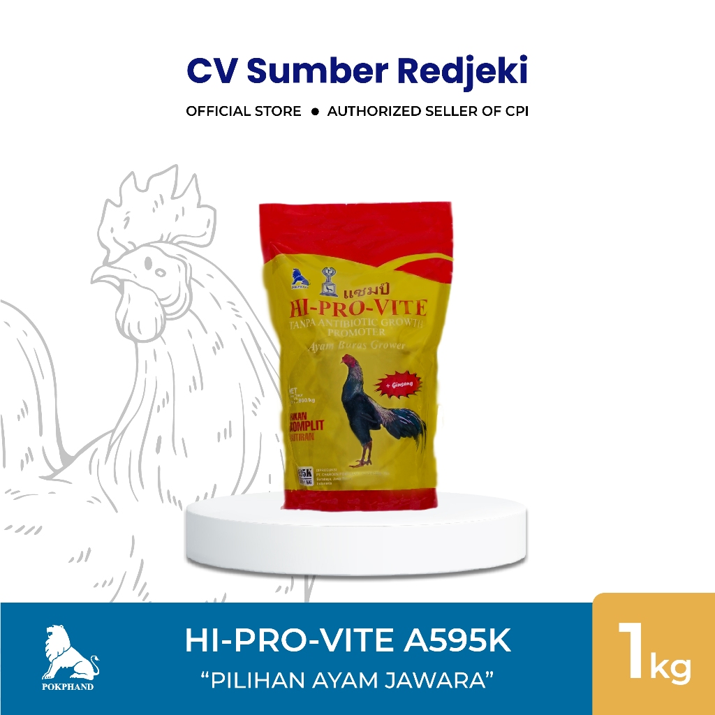 PAKAN AYAM BANGKOK HI-PRO-VITE A595K 1 kg (Ayam Bangkok / Ayam Hobi)