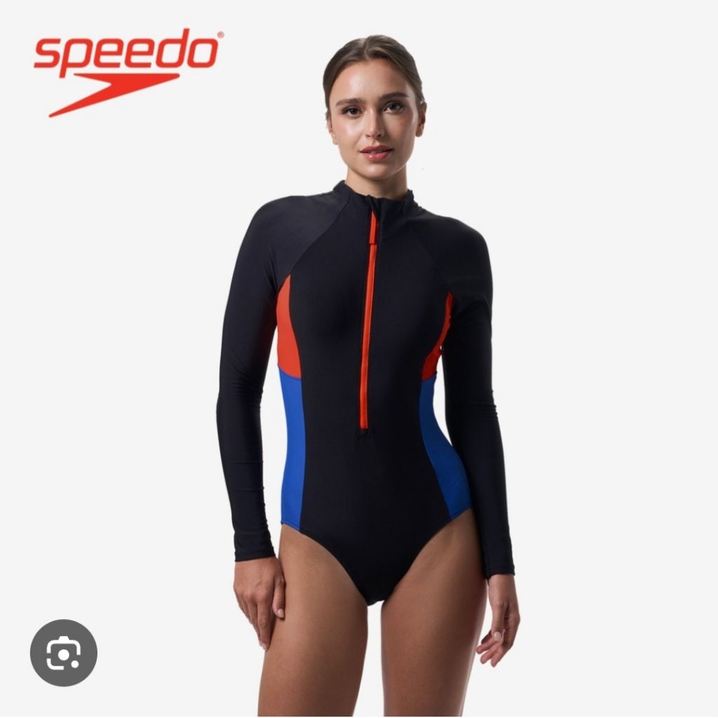 (READY) SPEEDO SWIMSUIT BAJU RENANG WANITA WOMAN LONG SLEEVE LENGAN PANJANG ORIGINAK WITH TAG NEON