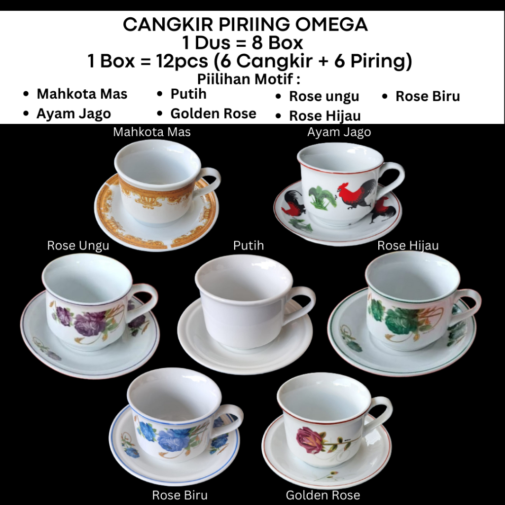 Cangkir Keramik Set Tatakan Mawar Gelas Mug Lepek Pisin Cup Saucer Keramik Teh Tea Kopi