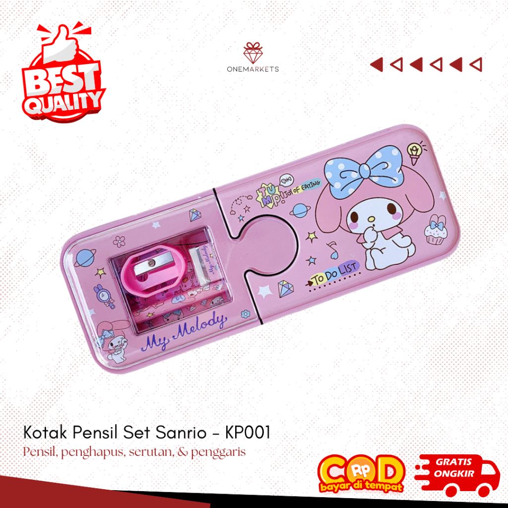 

Kotak Pensil SET Isi Pensil Serutan Penghapus Motif Sanrio / Hadiah Ulang Tahun Lucu / Pencil Case / Hadiah Ulangtahun Anak Unik / Perlengkapan Alat Tulis Sekolah - KP001