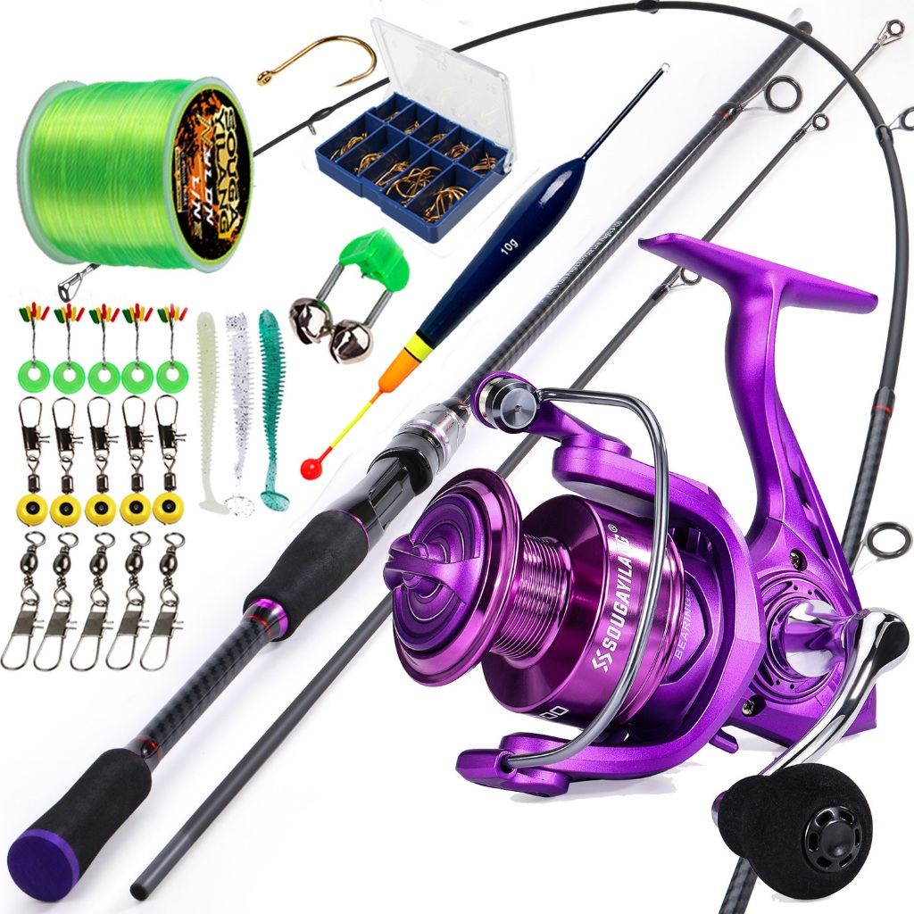 Joran Pancing Set Sougayilang 2 Sections 1.8m Fishing Rod with 5.0:1 High Speed Max Drag 10kg