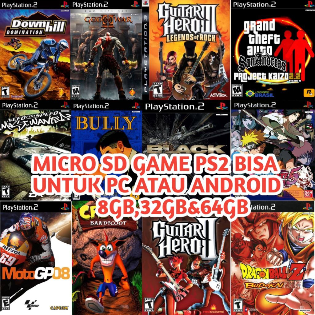 micro SD isi game PS2 / bisa buat android atau komputer (PC)