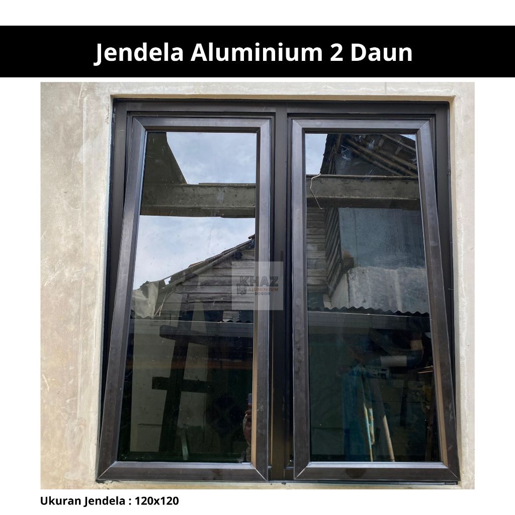 Jendela Aluminium 2 Daun Ukuran P 120 x L 120 Kusen 3 Inch
