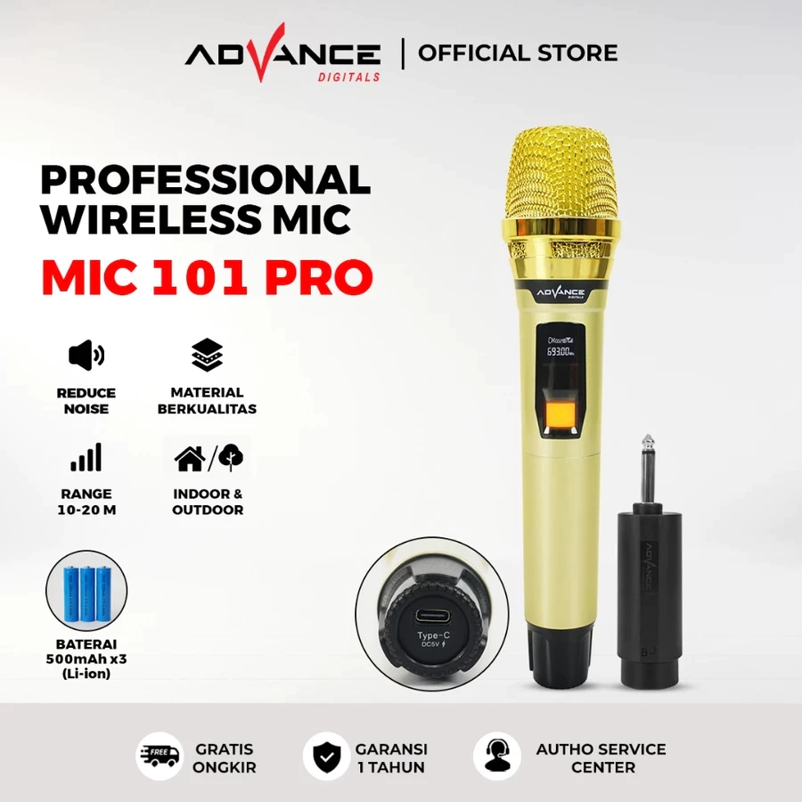 Advance Microphone Wireless Frekuensi UHF MIC-101