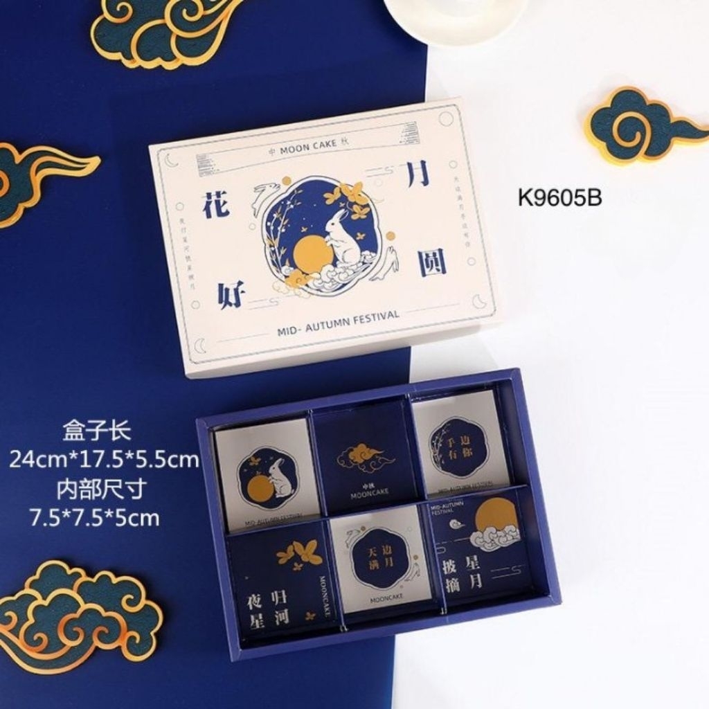 

RABBIT MOON CAKE - Box mooncake 75gr sekat 6 dus kue bulan packaging mid autumn kotak mooncake 100gr