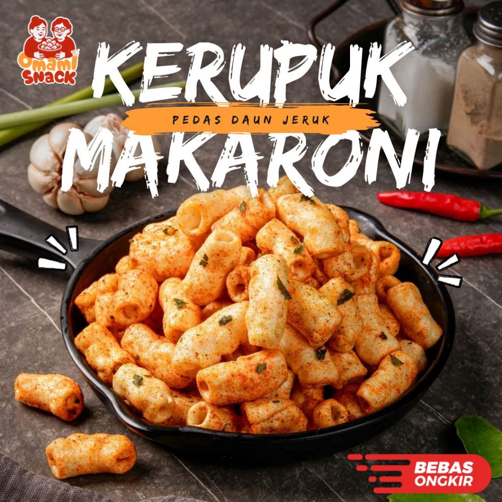 

Omami Snack - Kerupuk Makaroni Pedas Renyah Kriuk - 100/250/500/1000gr