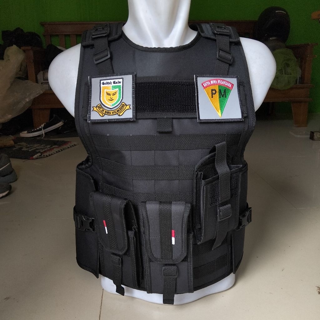 rompi polisi militer hitam body vest