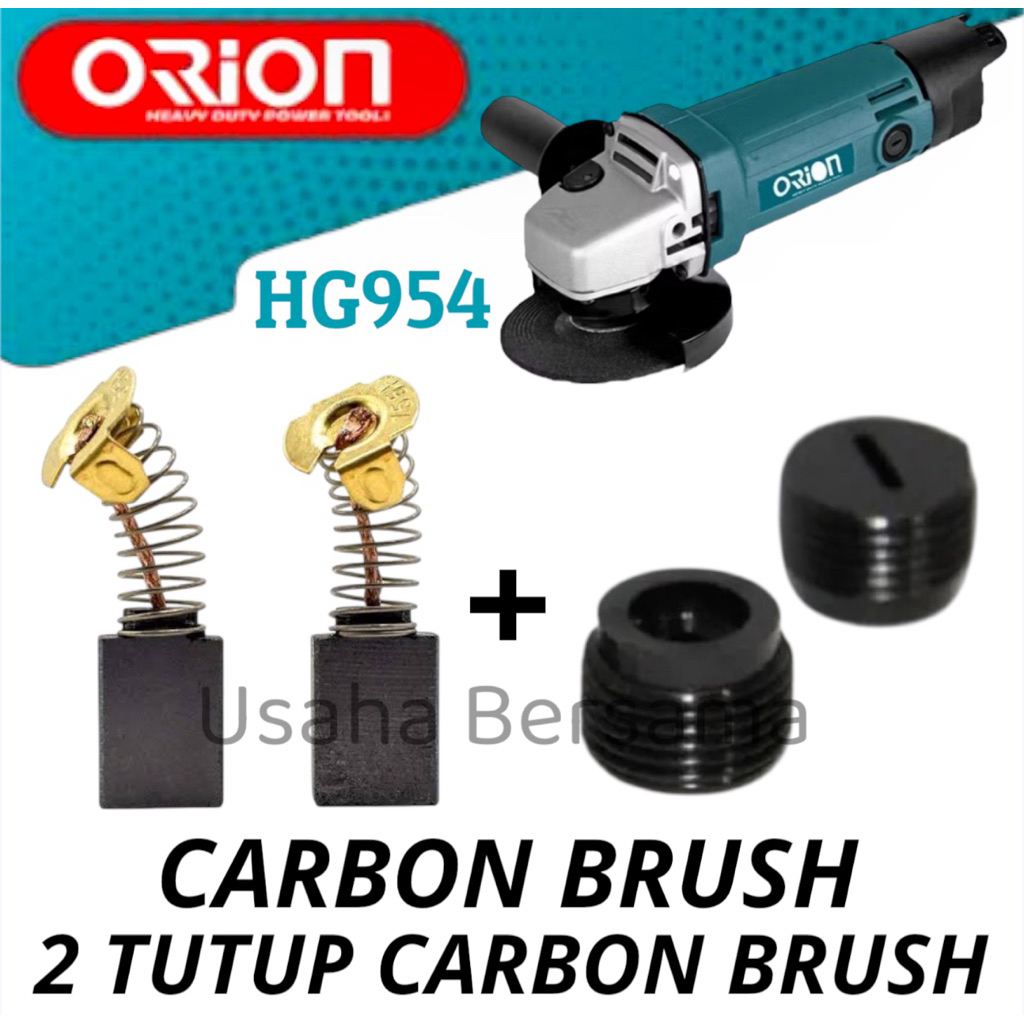 CARBON BRUSH + 2 TUTUP CARBON BRUSH GERINDA ORION HG954 CB DAN TUTUP CB GERINDA ORION HG 954 ARANG B