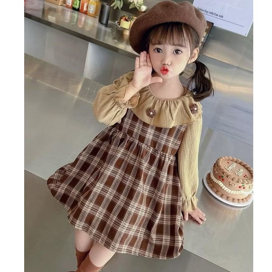 Soo - Yeon Korea Kids 1 - 4 Tahun | dress anak perempuan korea style lengan panjang pesta dress anak