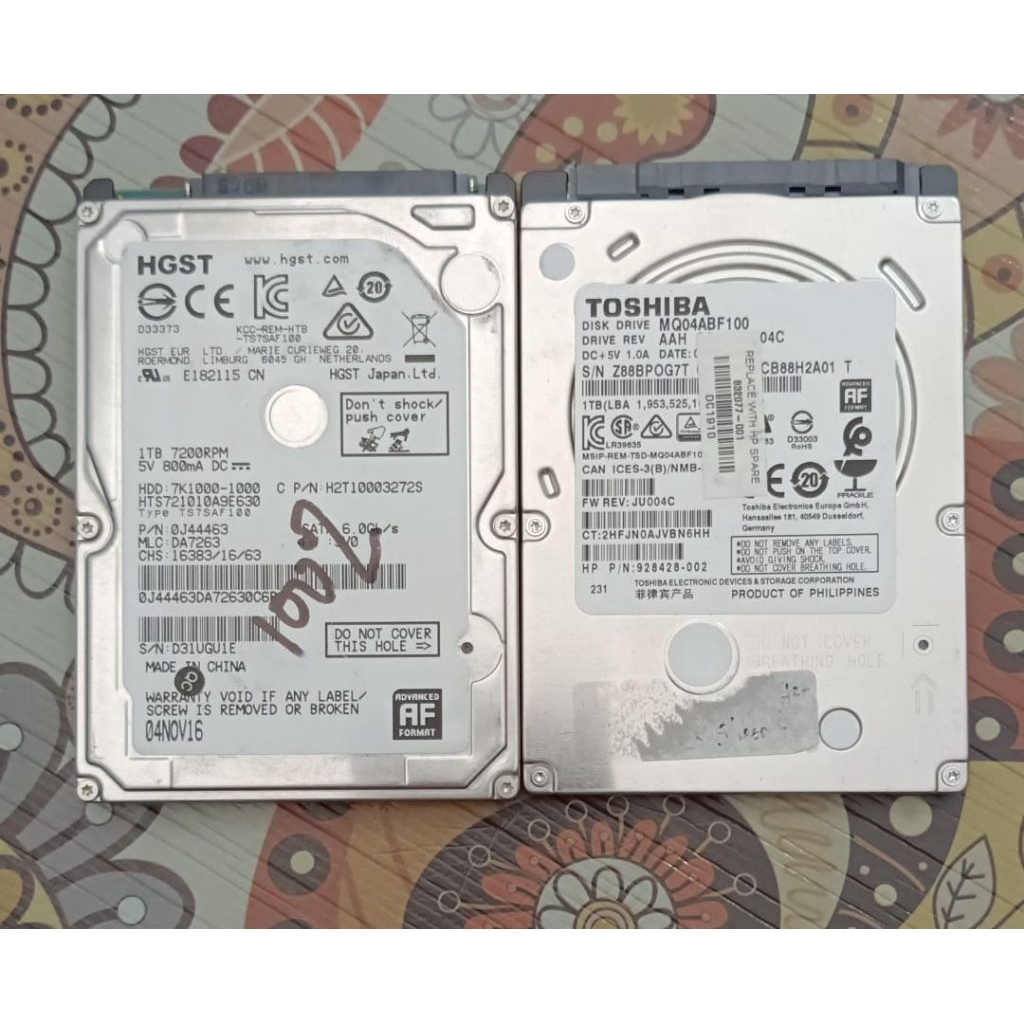 Hardisk Laptop Copotan HGST Tebel 100% Toshiba Slim 99%.