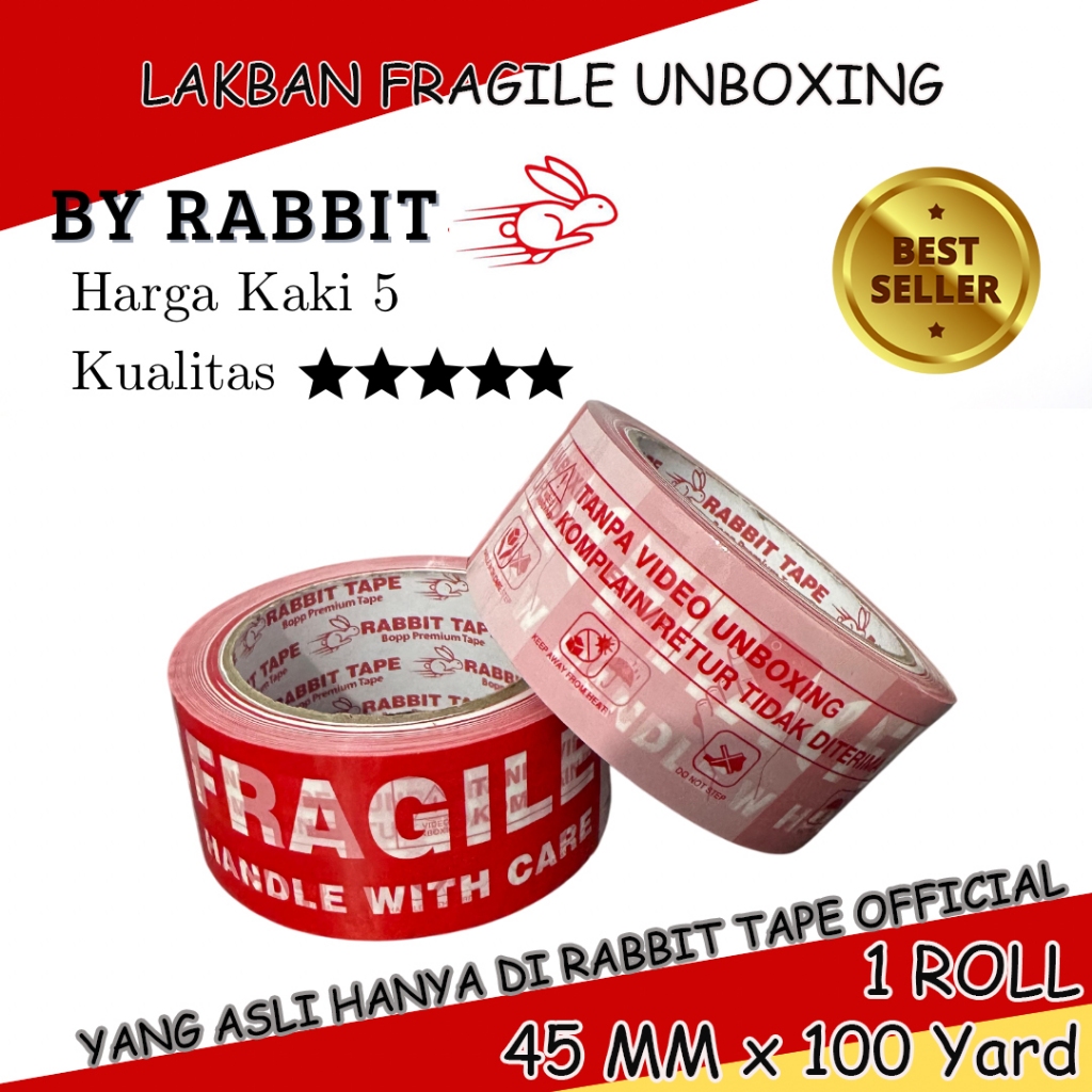 

Lakban Unboxing Fragile Mix 100 Yard RABBIT TAPE