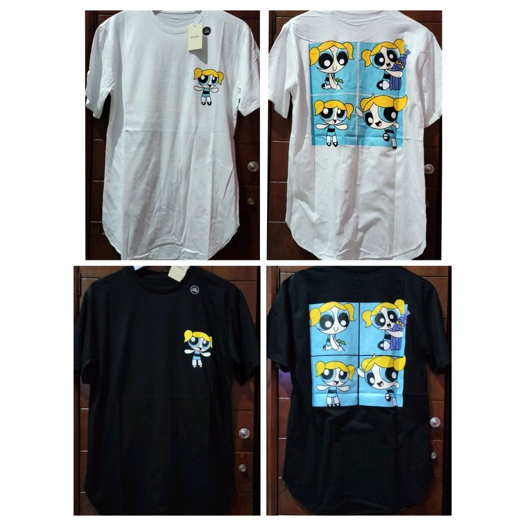 KAOS  ATASAN UKURAN L BODY PANJANG OVAL || BODY PANJANG RATA RYUKA & U-RIGHT HITAM PUTIH