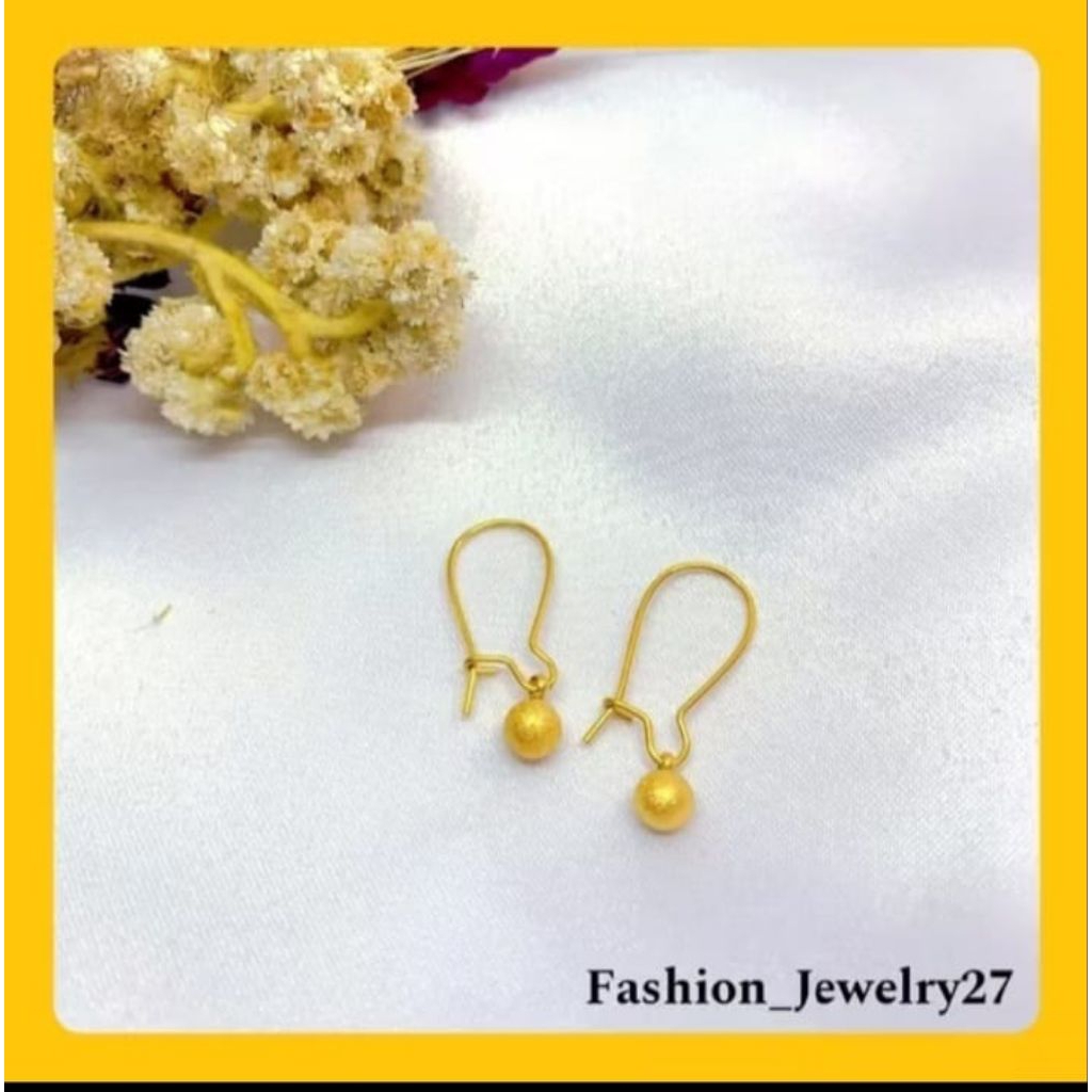 Anting gantung wanita titanium anti karat elegan