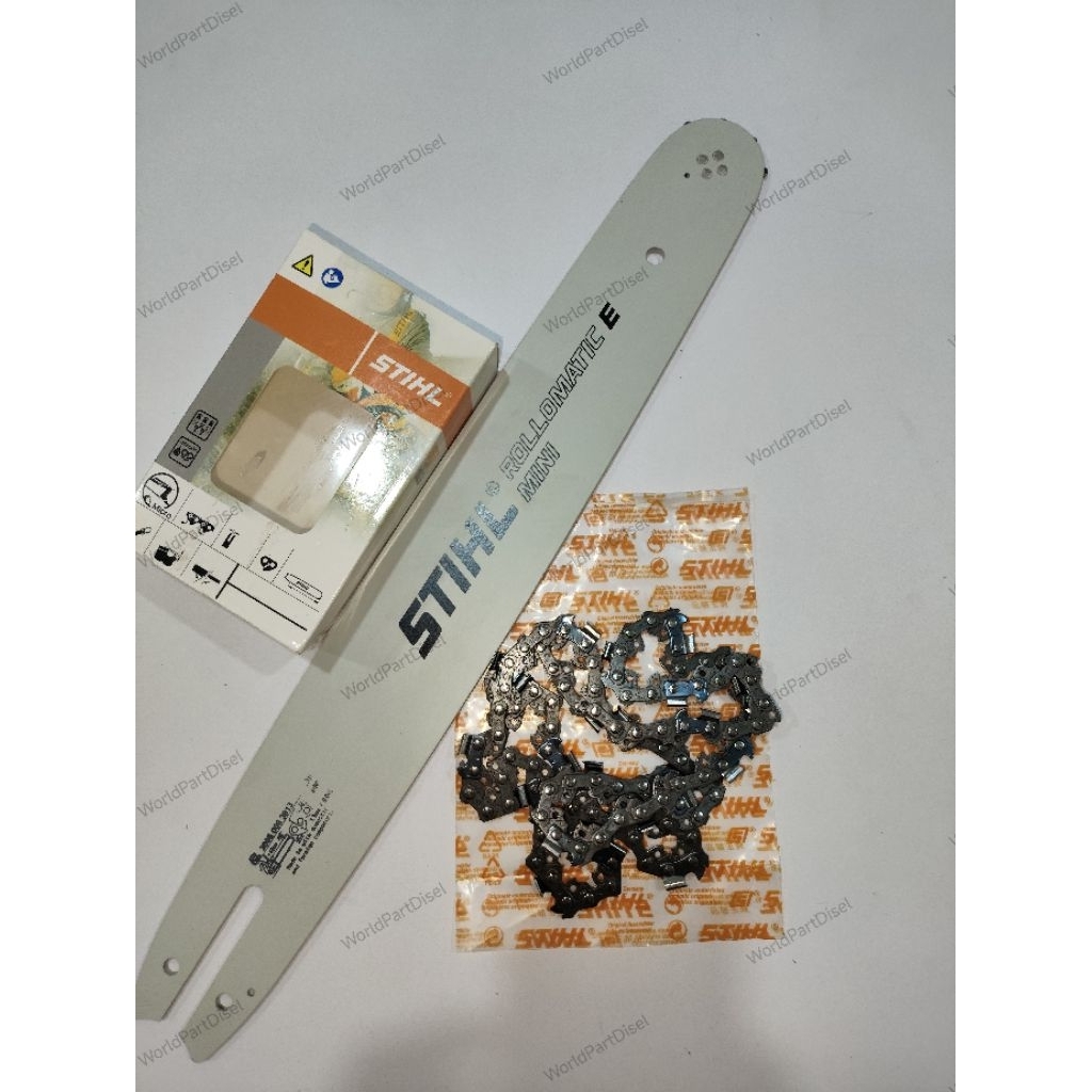 TERAMBYARRR,PAKET PROMO TERKOMPLIT MENARIK,GUIDE BAR CHAINSAW MS170/180 BAR 16INCH DAN RANTAI 16INCH