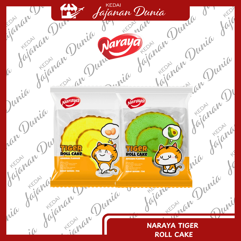

Naraya Tiger Roll Cake Avocado Original 70gr | Bolu Gulung | Roll Cake