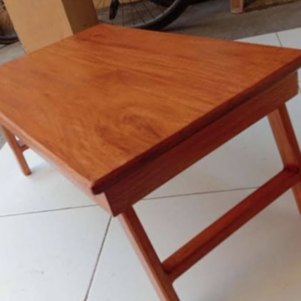 Meja Lesehan Full Kayu Jati / Meja Belajar Lipat Besar / Meja Camping Lipat