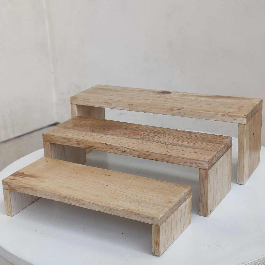 Rak Kecil Kayu Sengon Susun 3 / Rak Kayu untuk Bumbu Dapur / Rak Kecil Portabel / Rak Etalase / Temp