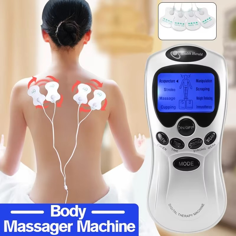 4in1 4 in 1 Alat Pijat Elektrik Mesin Therapy Pijat Akupuntur Digital Terapi Listrik Setrum Tegang Pereda Otot Sendi Nyeri Pegal Leher Punggung BackPain Stroke Ems Tens Fisioterapi Acupressure Massager Relaxation Pulse Pijat Multifungsi 8 Mode Cupping