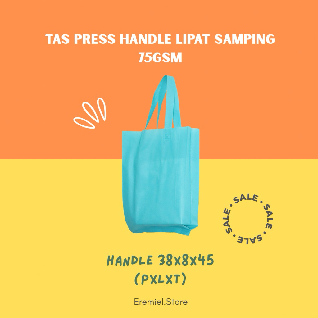 

(HARGA 1PCS) Tas 38x45 75gram / goodiebag press 38x45 / Tas Press / Goodiebag / Tas Handle / Tas Spunbond