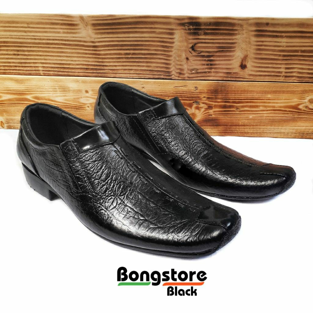 Sepatu Pantofel Hitam Sepatu Pria Formal Sepatu Kulit Asli Sepatu Formal Lancip Sepatu Kulit Glosy P