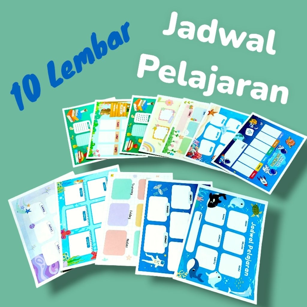 

10 lembar sticker jadwal pelajaran A5