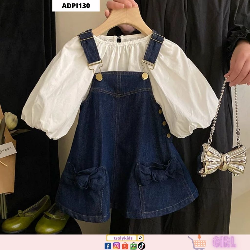 ADPI130 - Dres 2in1 Jeans Anak Perempuan Import