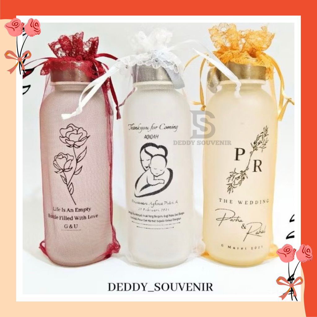 Souvenir Pernikahan Tumbler Kaca Custom  Kemas Tile