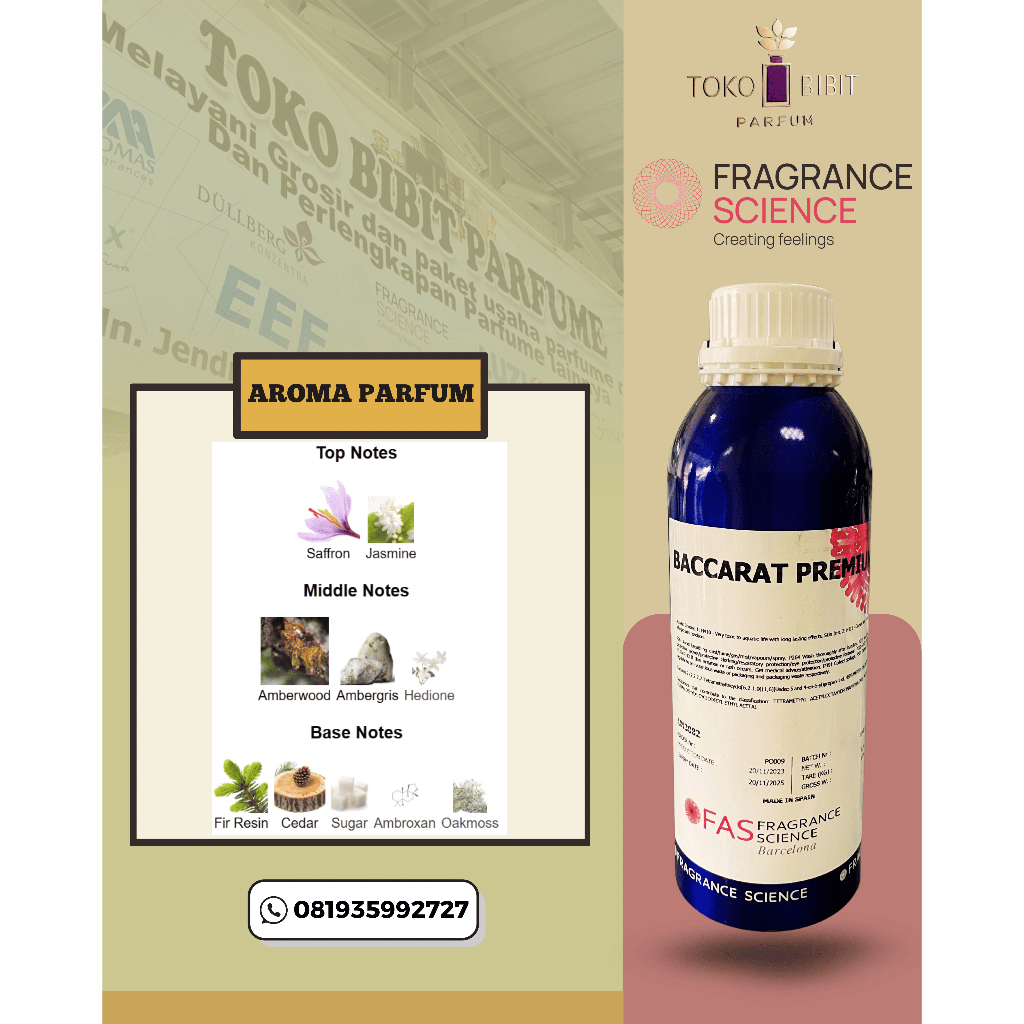 BIBIT PARFUM MURNI 100% ORIGINAL DARI EROPA FAS FRAGRANCE-BACCARAT PREMIUM-