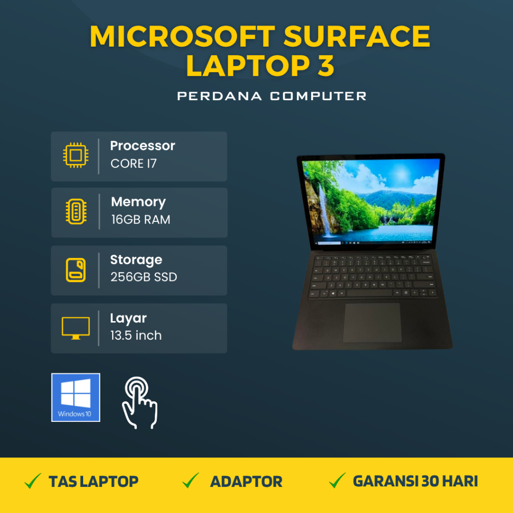 Microsoft Surface Laptop 3 Core i7 10th Gen Ram 16GB Ssd 256GB QHD Touch