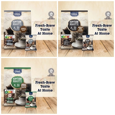 

Owl Kopitiam Roast & Ground Coffee Bags (Kopi O 30sX17g, Kopi O Gao 20sX20g, Kopi O Kosong 20sX10g)