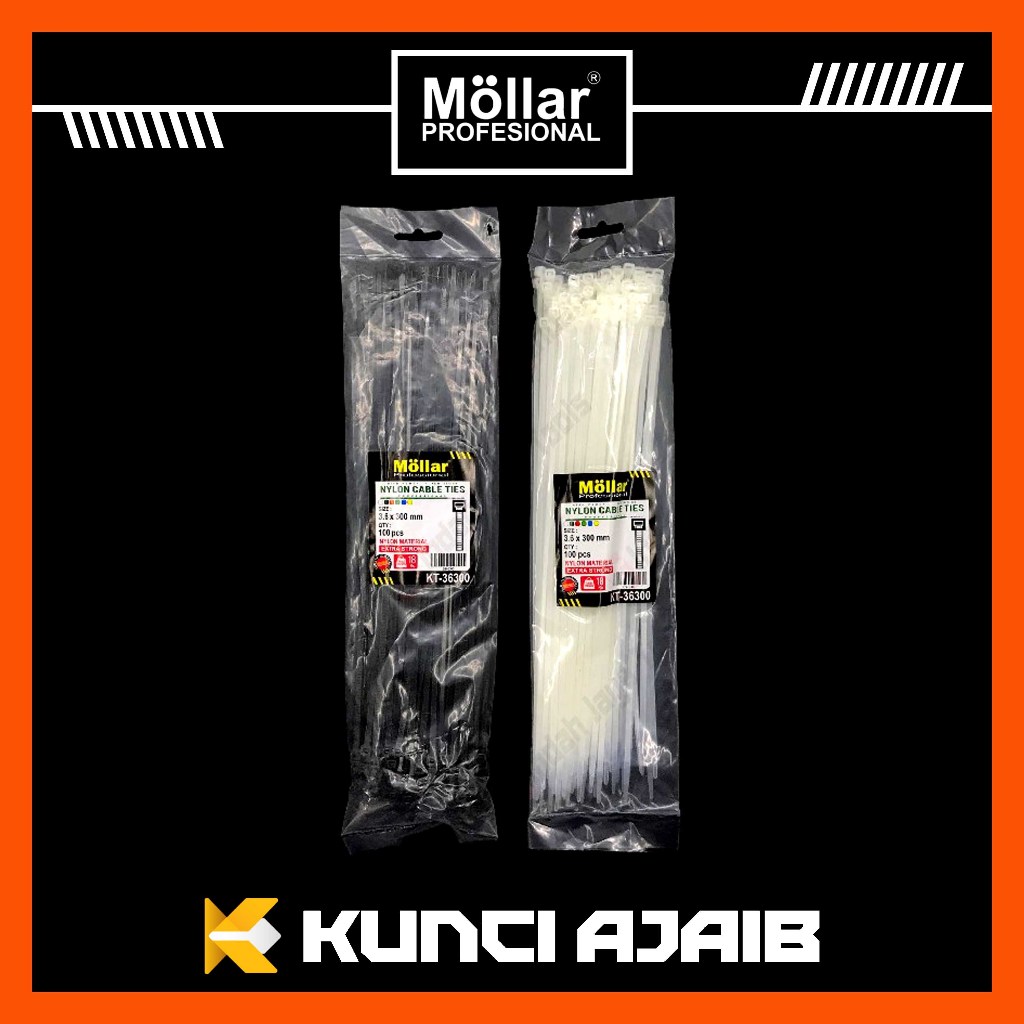 

MOLLAR Cable Ties 3.6 x 300 mm HITAM PUTIH Kabel Tie 30 cm Pengikat Strap Nylon