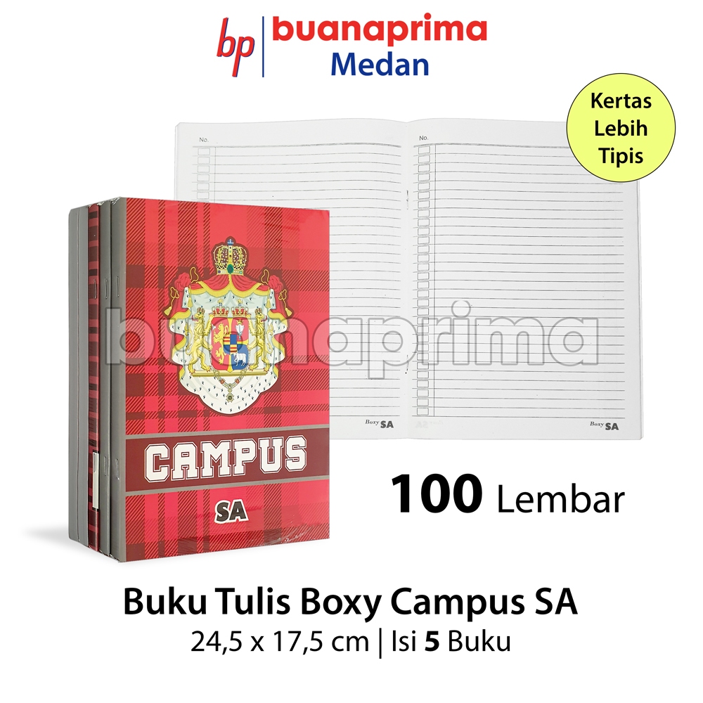 

Buku Tulis PANJANG SA CAMPUS 100 Lembar 1 Pack isi 5 Buku Boxy Campus Notebook Sekolah B5